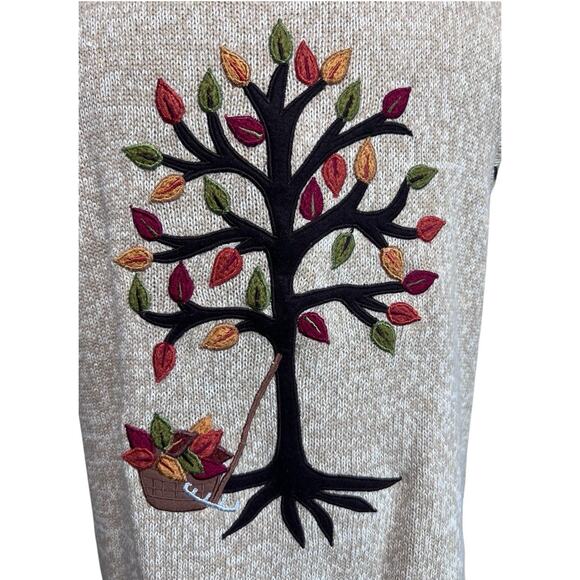 Mandal Bay Sweaters - Designers Studio Sweater Vest TREE OF LIFE Maple Acorn Applique NWT size large
